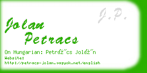 jolan petracs business card